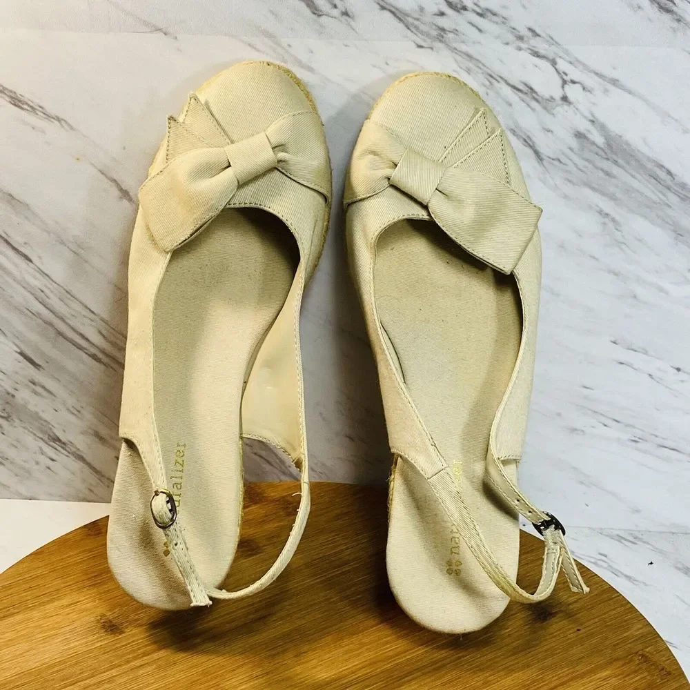 Naturalizer Bandene Natural color canvas slingback wedge 9M - Picture 6 of 7